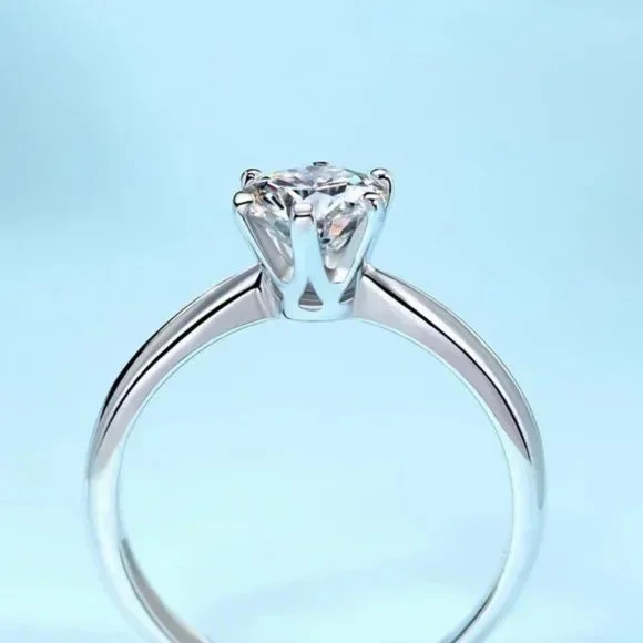 Certified 5ct. t.w. Diamond Moissanite Round Solitaire Engagement Ring NEW